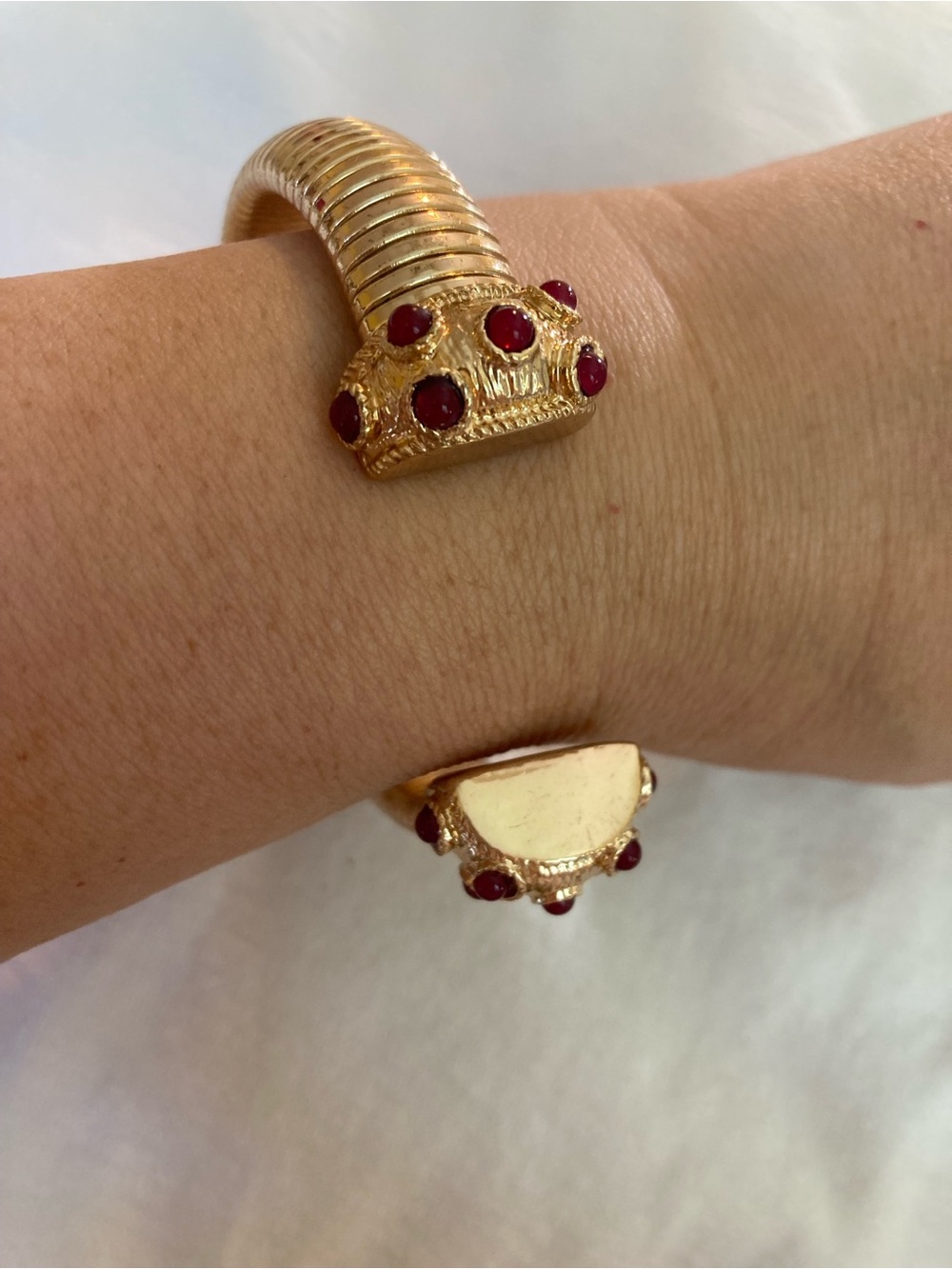 Open End Omega Vintage Bracelet with red stones